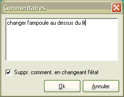 Ajout d'un commentaire sur l'�tat de la chambre